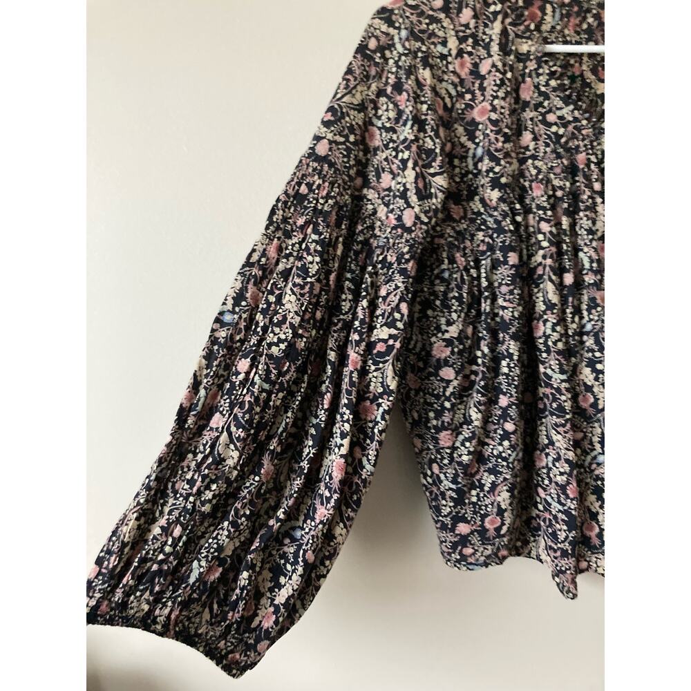 DOEN Thistle Top in Black Multi Floral Print M Boho - Picture 3 of 10